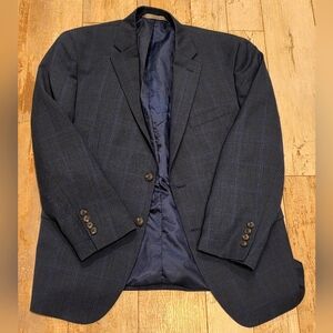 42S Men's Perry Ellis Premium Slim Fit Blazer Blue Wool Blend Sport Coat